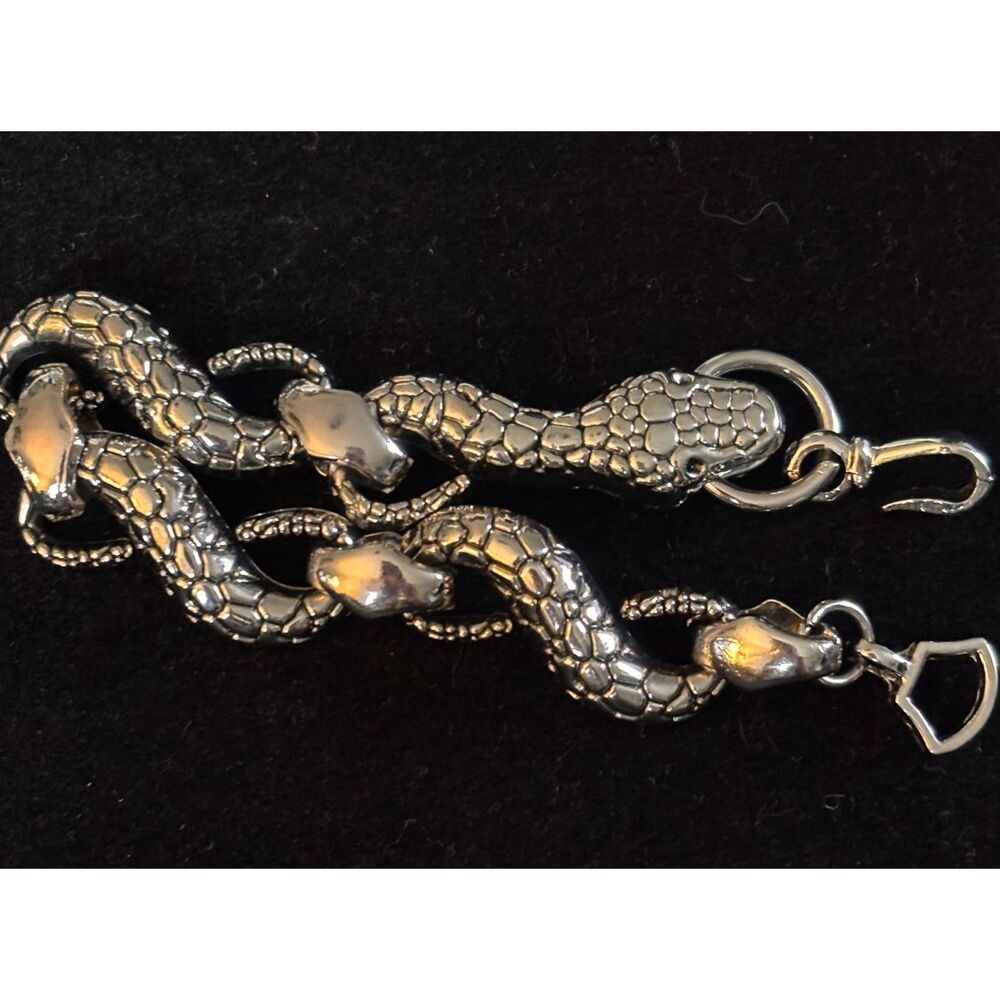 VTG Silver Textured Snake Scale Serpent Link Bracelet